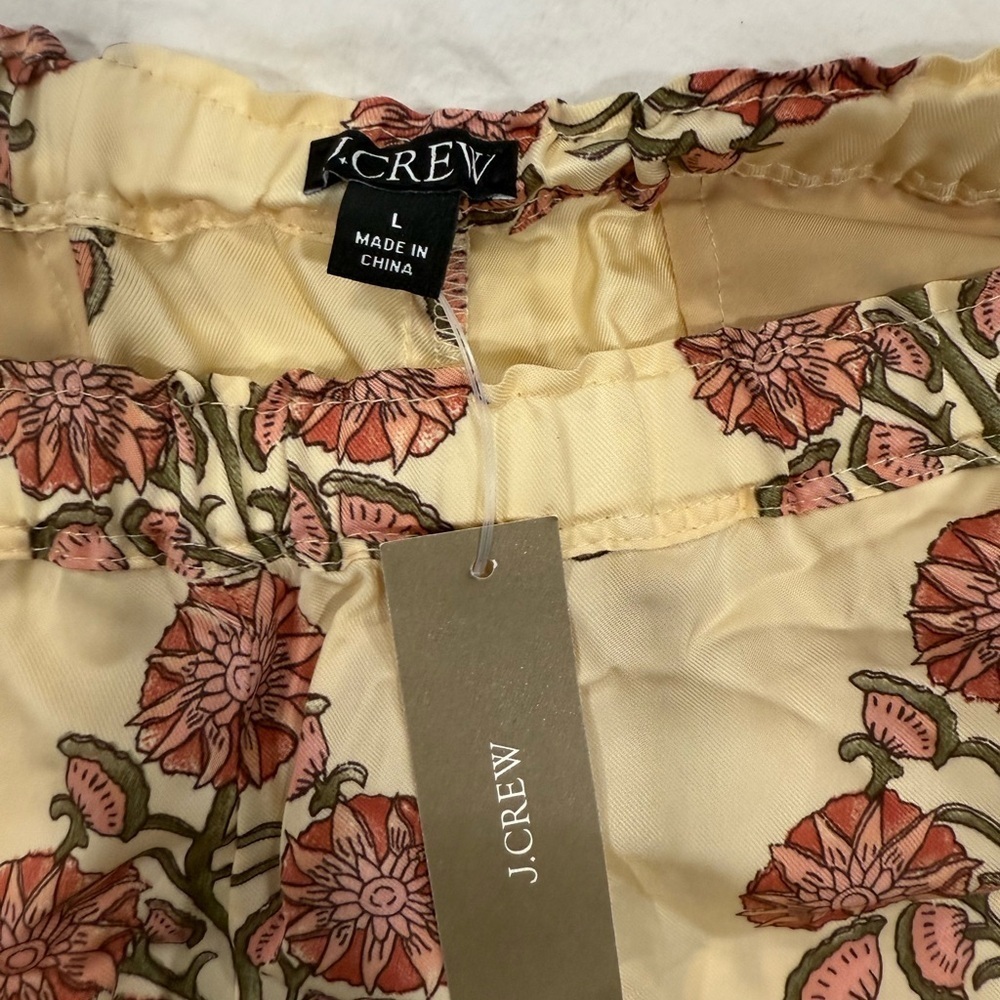 J. Crew Cream and tan Floral Wide Leg Pants - Picture 2 of 7